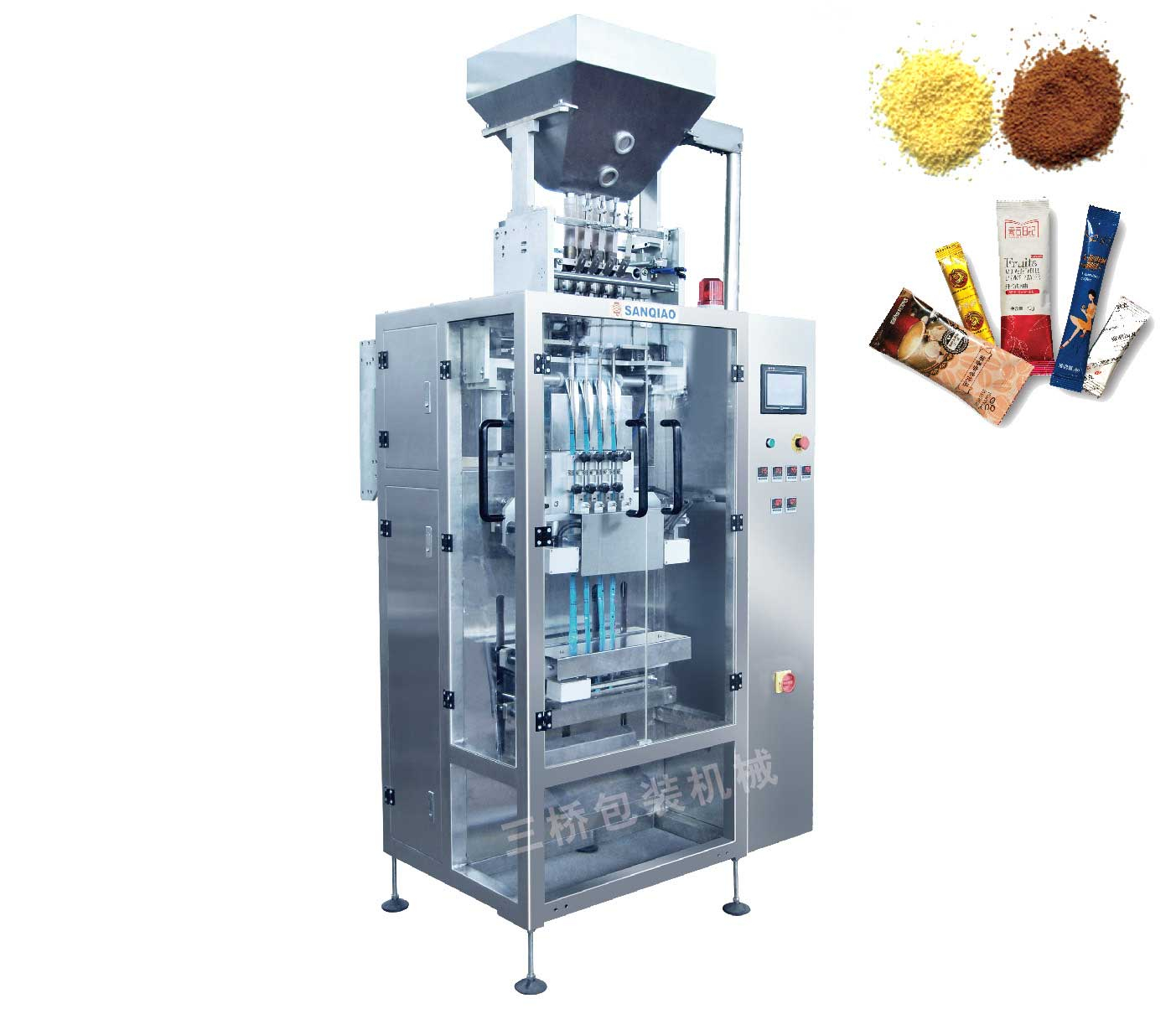 Multiple column back sealing particle automatic packaging machine